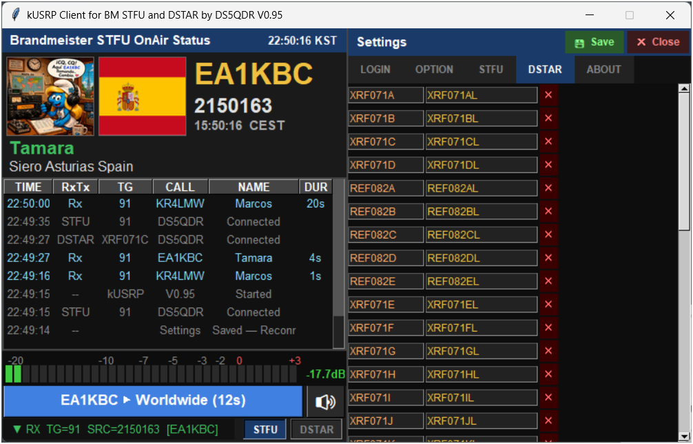 SETTINGS DSTAR 탭